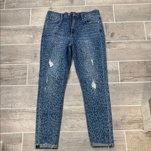Lucky Brand Blue Leopard Print Cropped Jeans